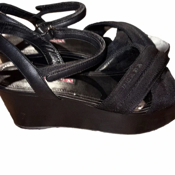Prada Vintage Criss Cross Nylon Platform Sandal w/Leather Straps | Sz 37.5/7W - Picture 6 of 7